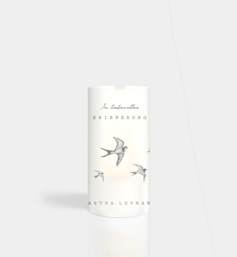 Windlichtkarte Trauer Swallow