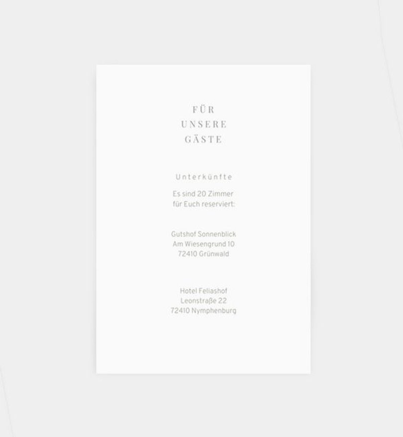 Einlegeblatt bedruckt Hochzeit Simple Green