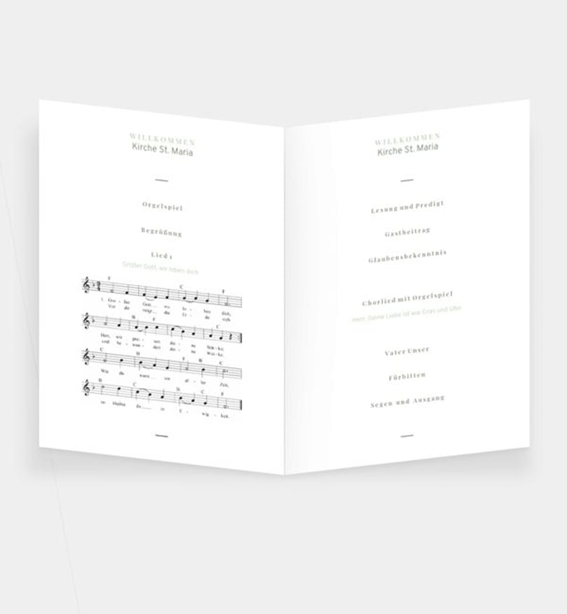 Einleger - Kirchenheft Hochzeit Simple Green