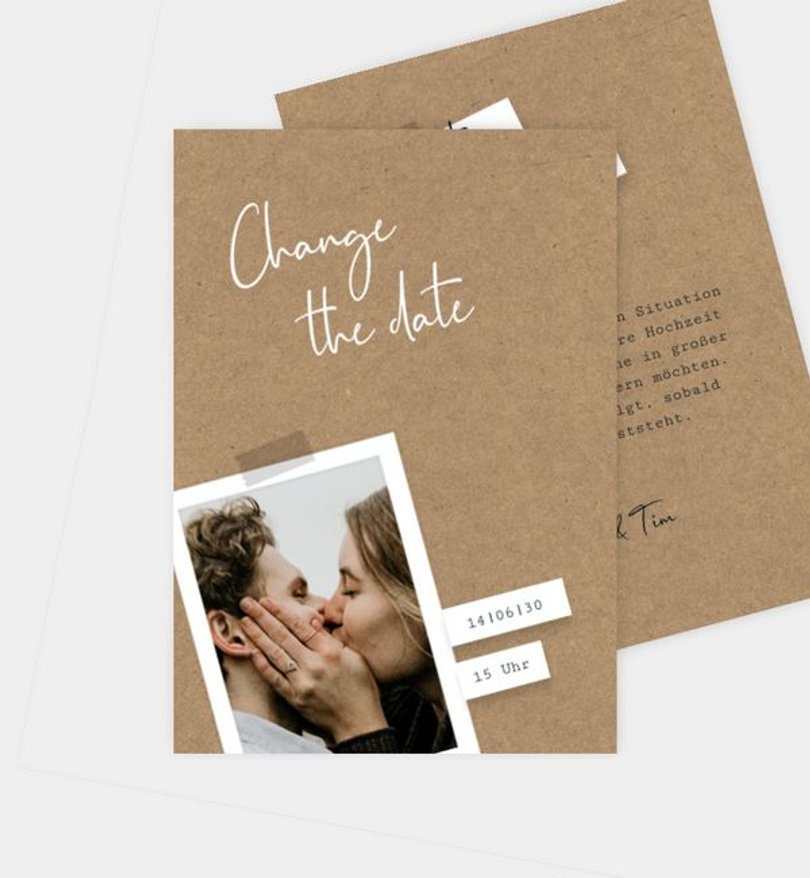 Change-The-Date Karte Hochzeit Handmade