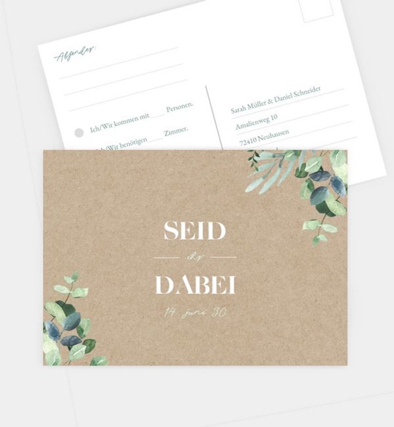 Antwortkarte Hochzeit Minty Flower
