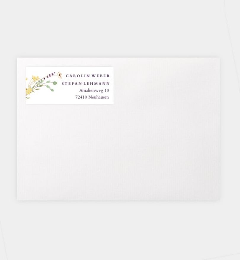 Absenderaufkleber Hochzeit Blütengarten