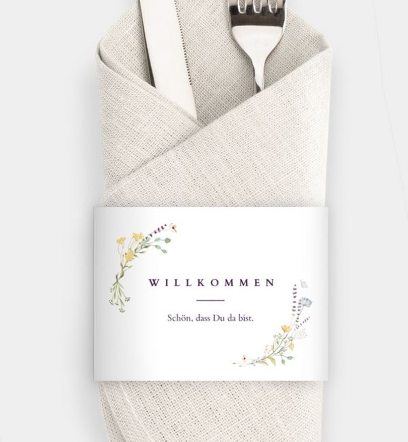 Besteck Servietten-Zubehör Hochzeit Blütengarten