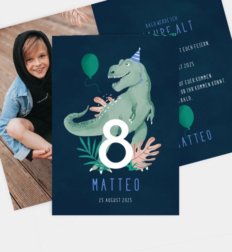 Einladungskarte Kindergeburtstag Tyrannosaurus