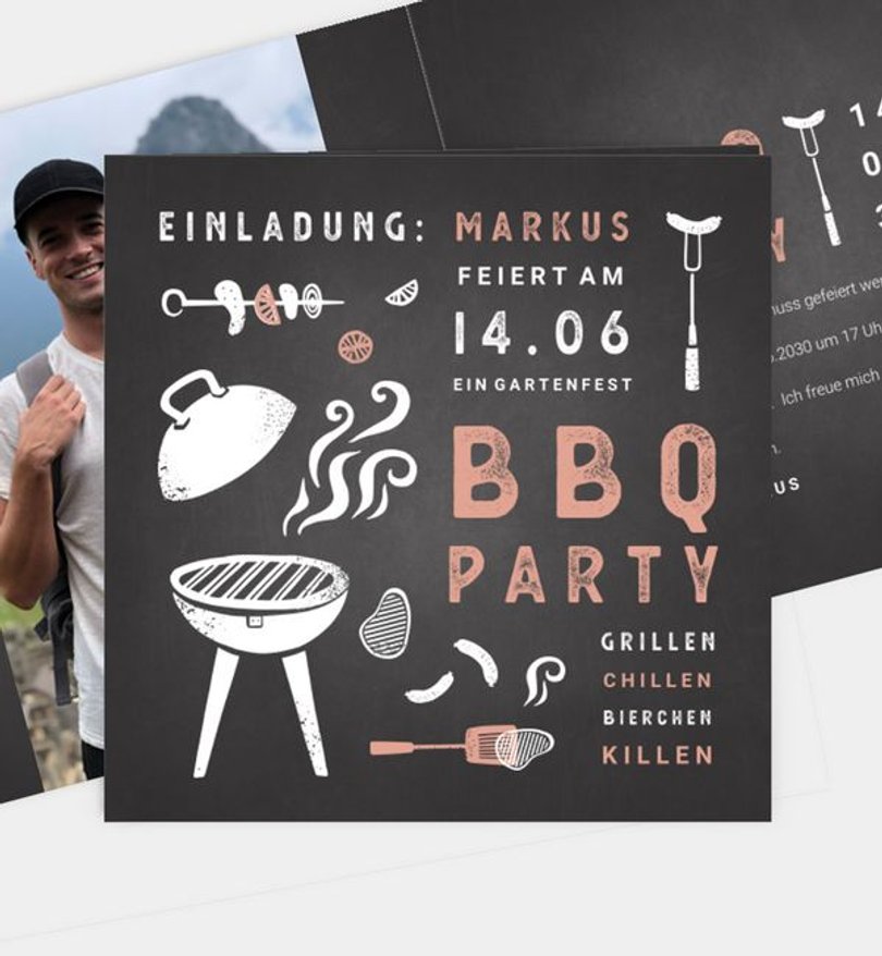 Einladungskarte Geburtstag BBQ Grillfest
