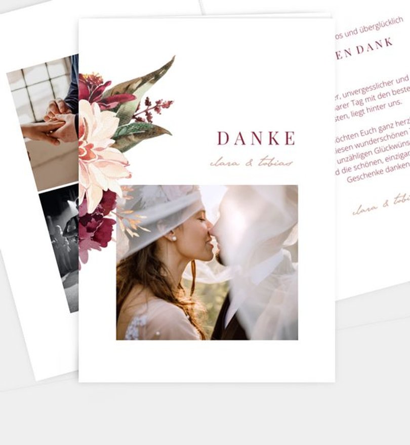 Dankeskarte Hochzeit Boho Romance