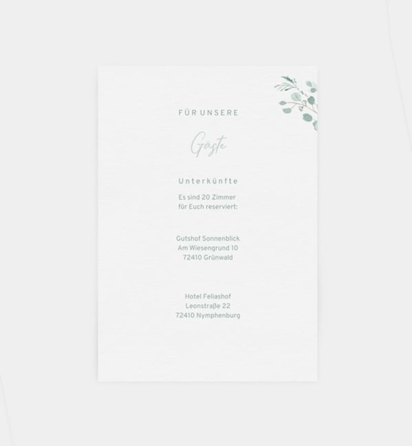 Einlegeblatt bedruckt Hochzeit Sommerduft