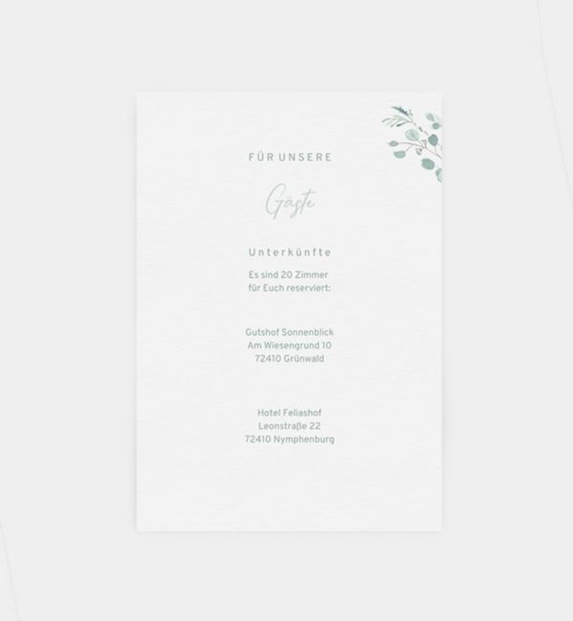 Einlegeblatt bedruckt Hochzeit Sommerduft