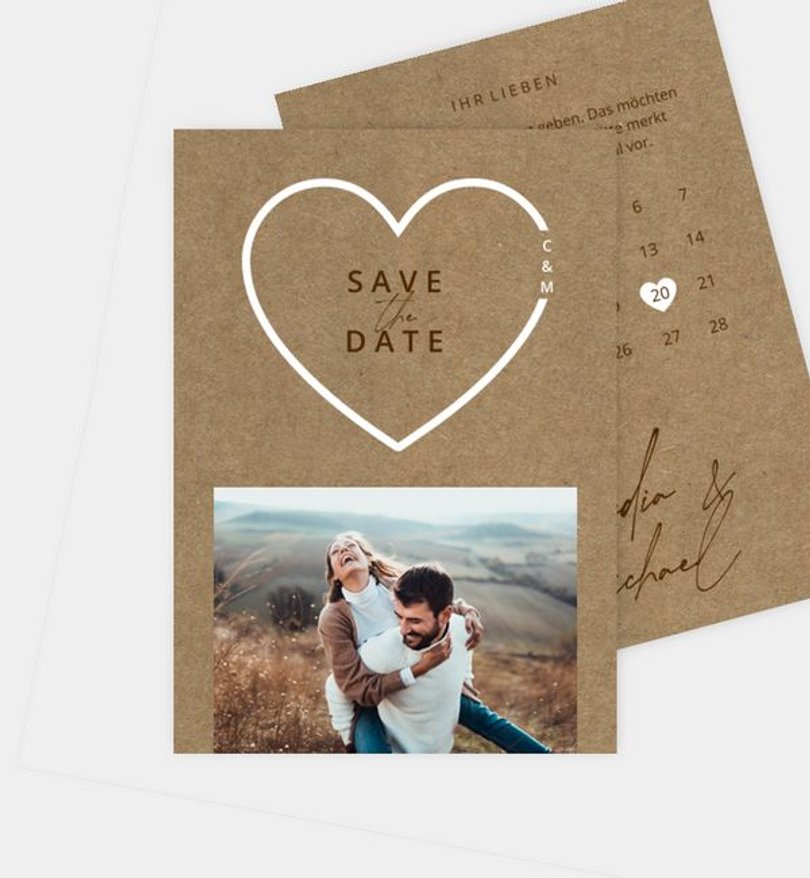 Save-The-Date Karte Hochzeit Volles Herz