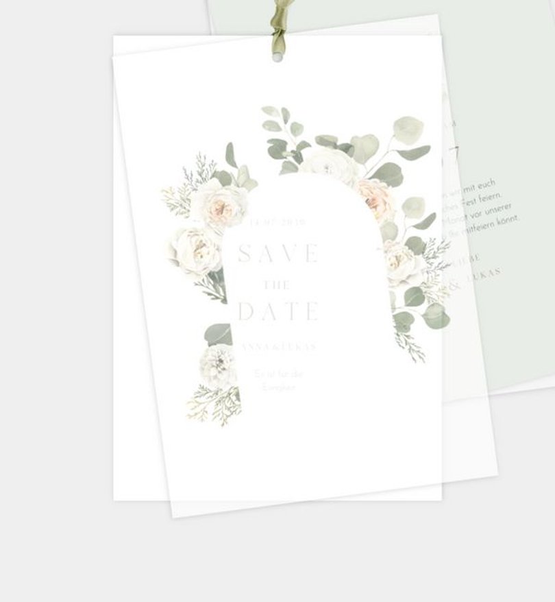 Save-The-Date Karte Hochzeit Modern Eucalyptus