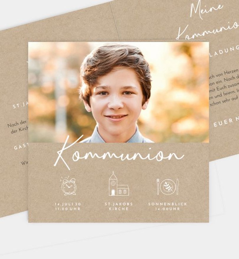 Einladungskarte Kommunion Crafty Icons