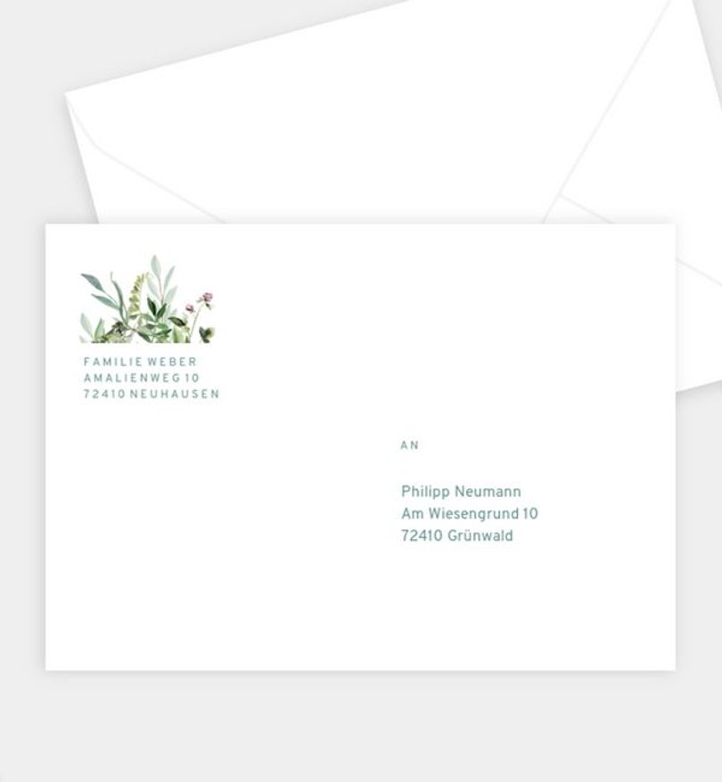 Briefumschlag Konfirmation Green bouquet