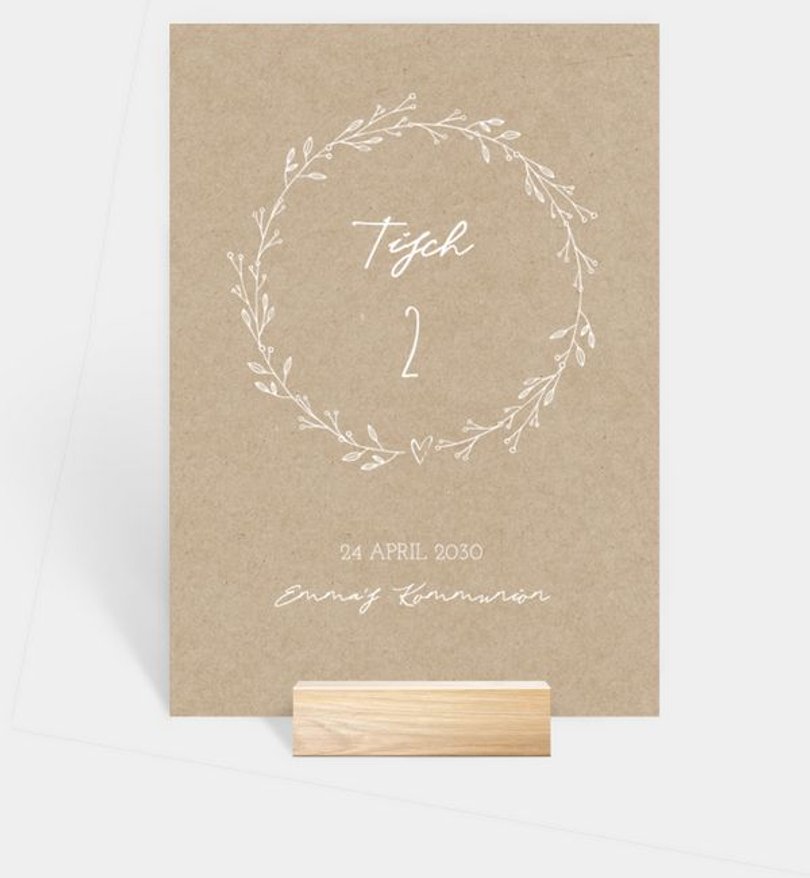 Tischnummer Kommunion Rustique Garden