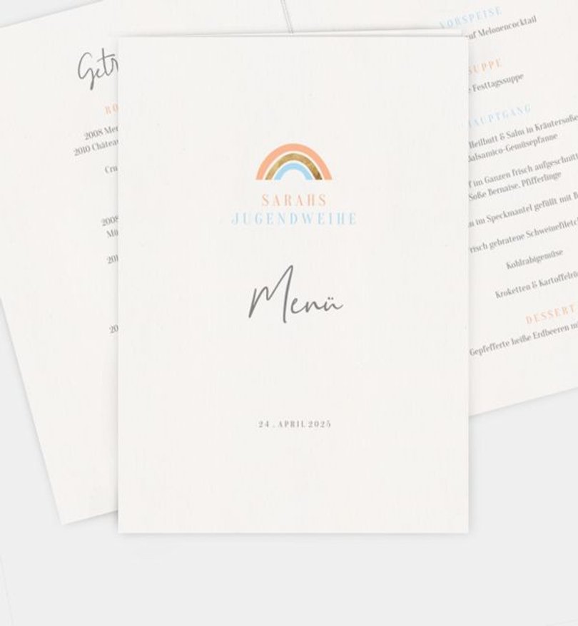 Menükarte Jugendweihe Regenbogen