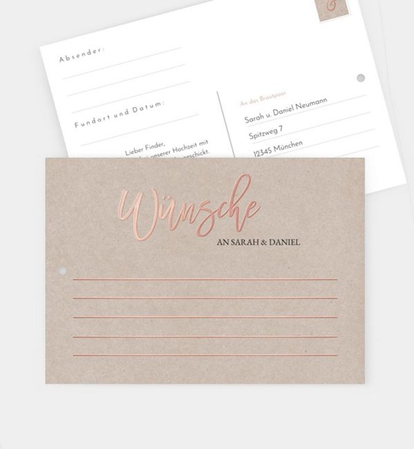 Ballonkarte Hochzeit Rosegold · Crafty