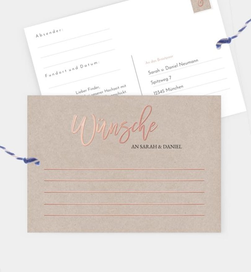 Ballonkarte Hochzeit Rosegold-Crafty