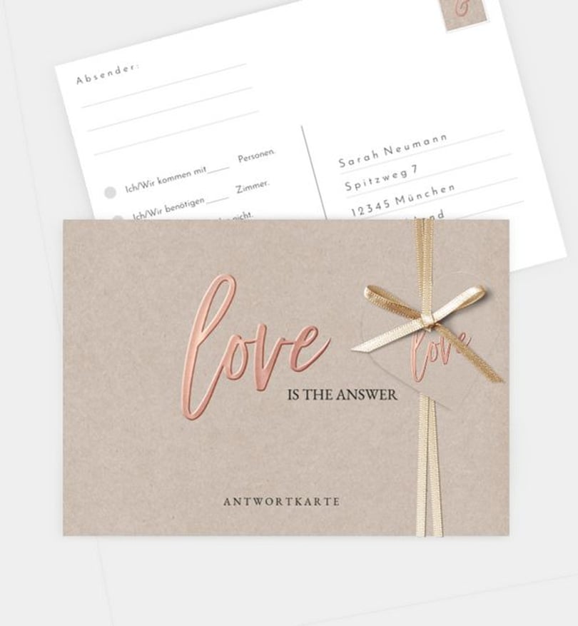 Antwortkarte Hochzeit Rosegold-Crafty