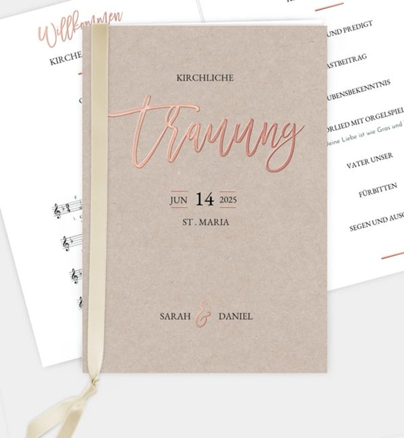Kirchenheft Hochzeit Rosegold-Crafty