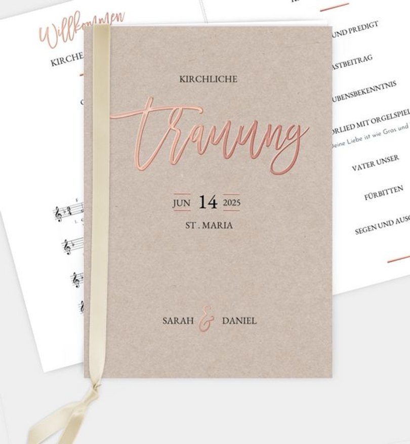 Kirchenheft Hochzeit Rosegold · Crafty