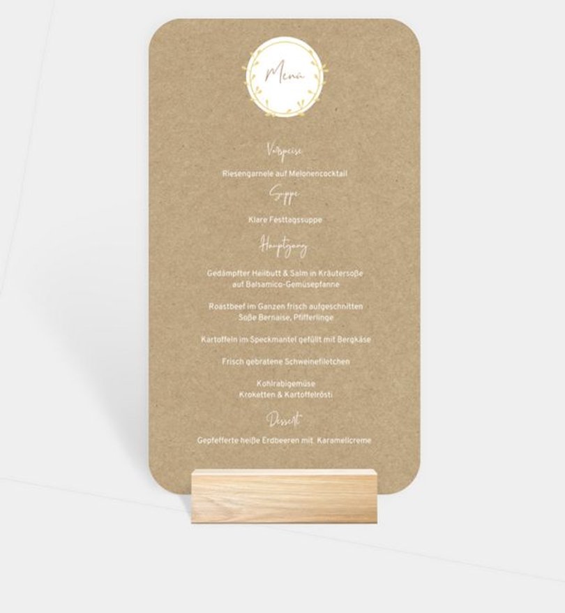 Menükarte Hochzeit Craftpaperbutton