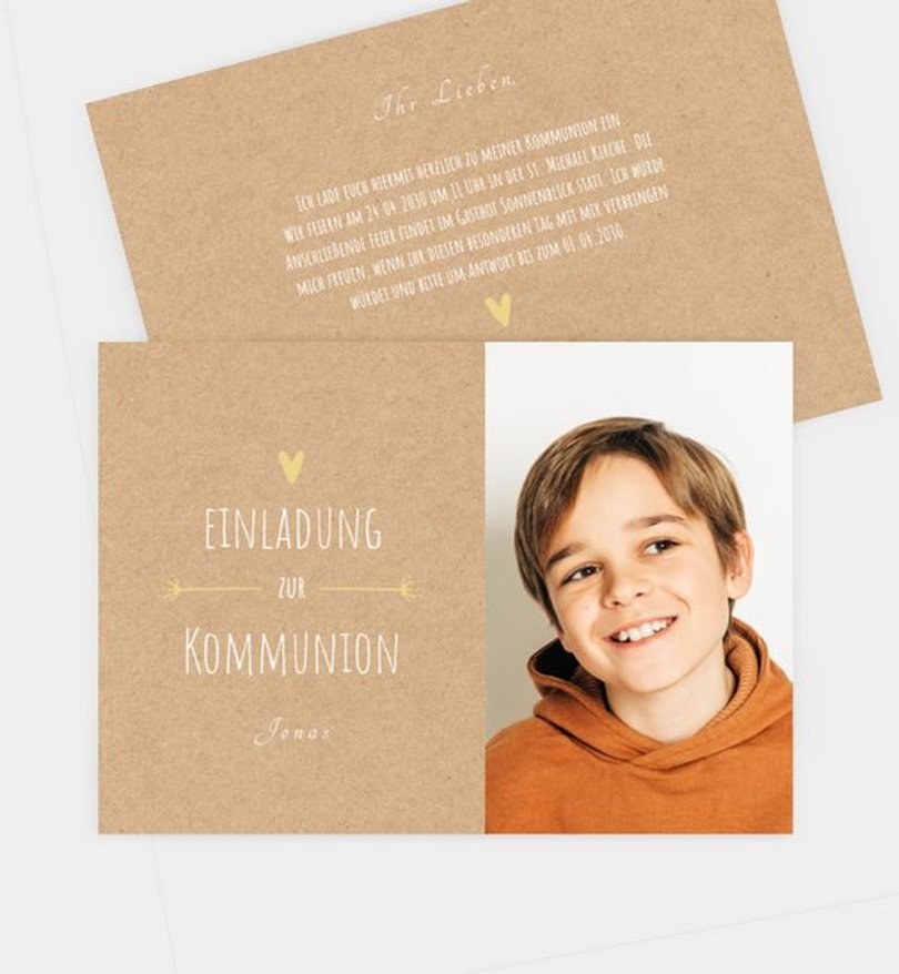 Einladungskarte Kommunion Rustic Party