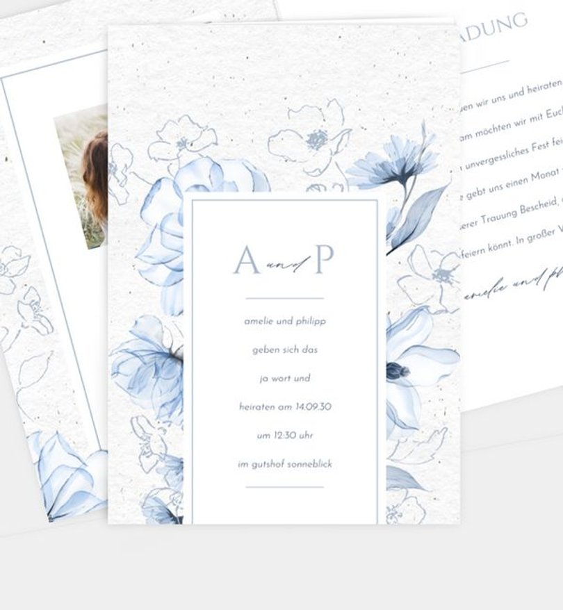 Einladungskarte Hochzeit Blue Harmony