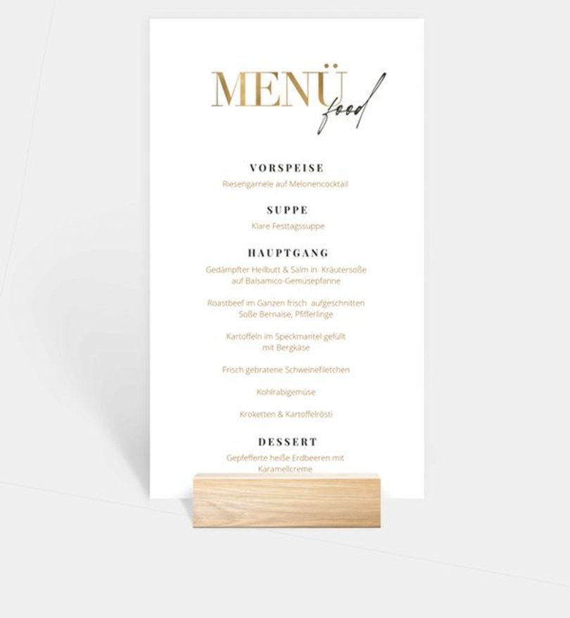 Menükarte Goldene Hochzeit Minimal Modern