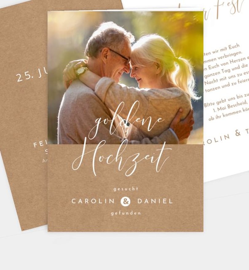 Einladungskarte Goldene-Hochzeit Easy Wedding