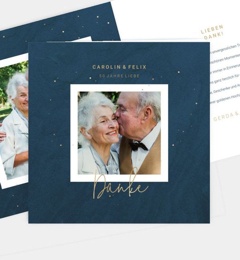 Dankeskarte Goldene-Hochzeit Sparkling Night