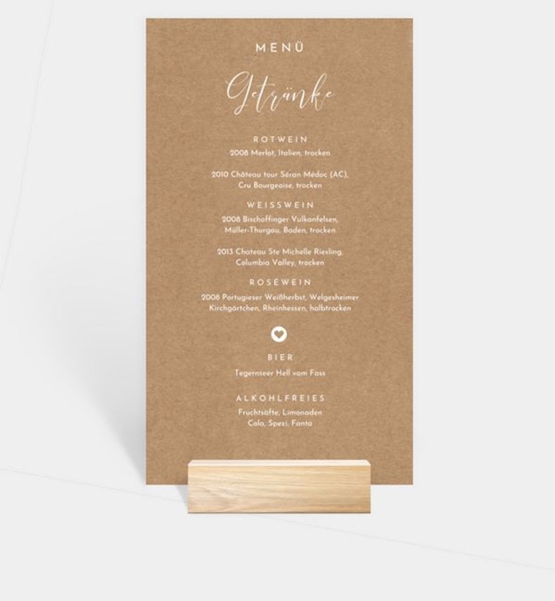 Menükarte Silberhochzeit Easy Wedding