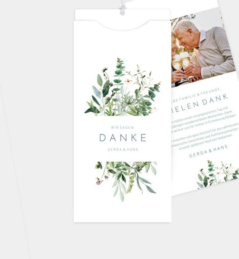 Dankeskarte Goldene-Hochzeit Greenbouquet