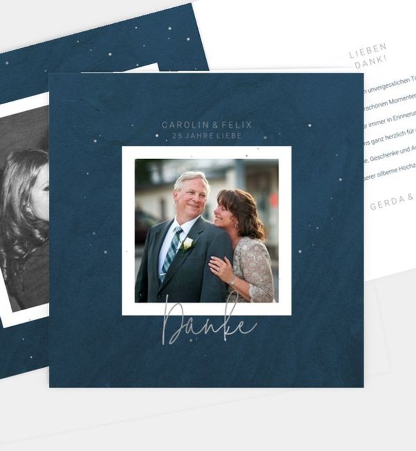 Dankeskarte Silberhochzeit Sparkling Night