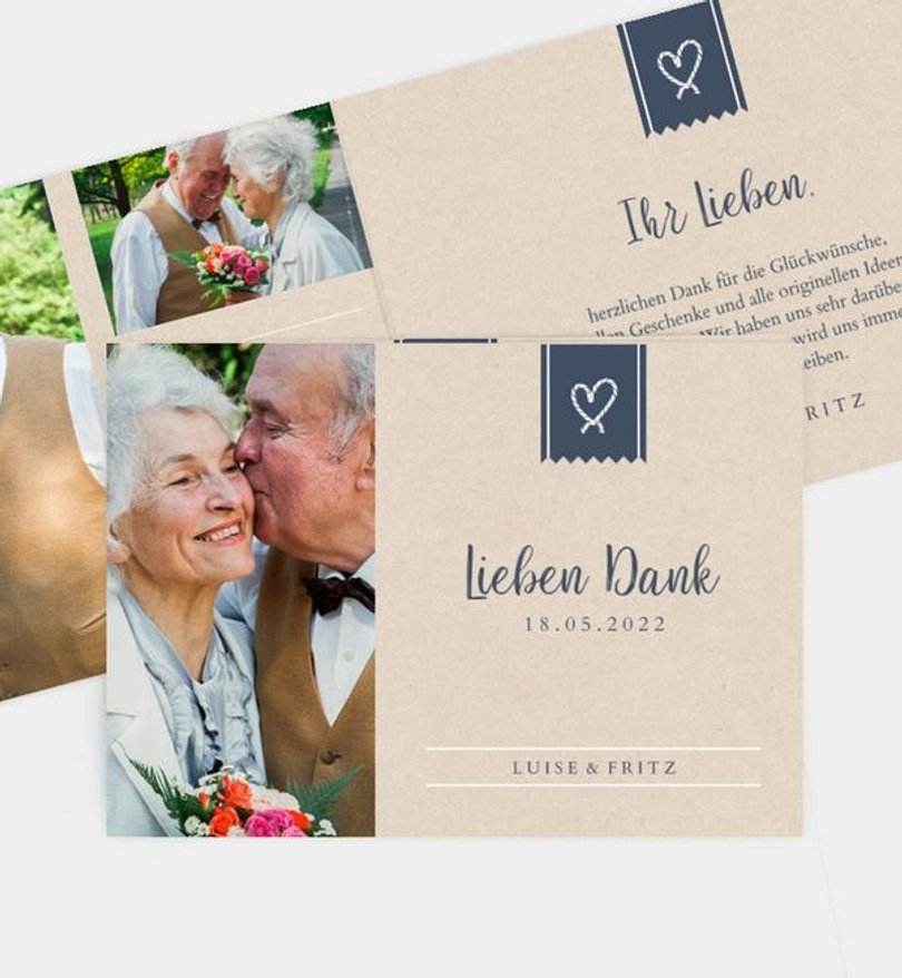 Dankeskarte Goldene-Hochzeit Tag am Meer