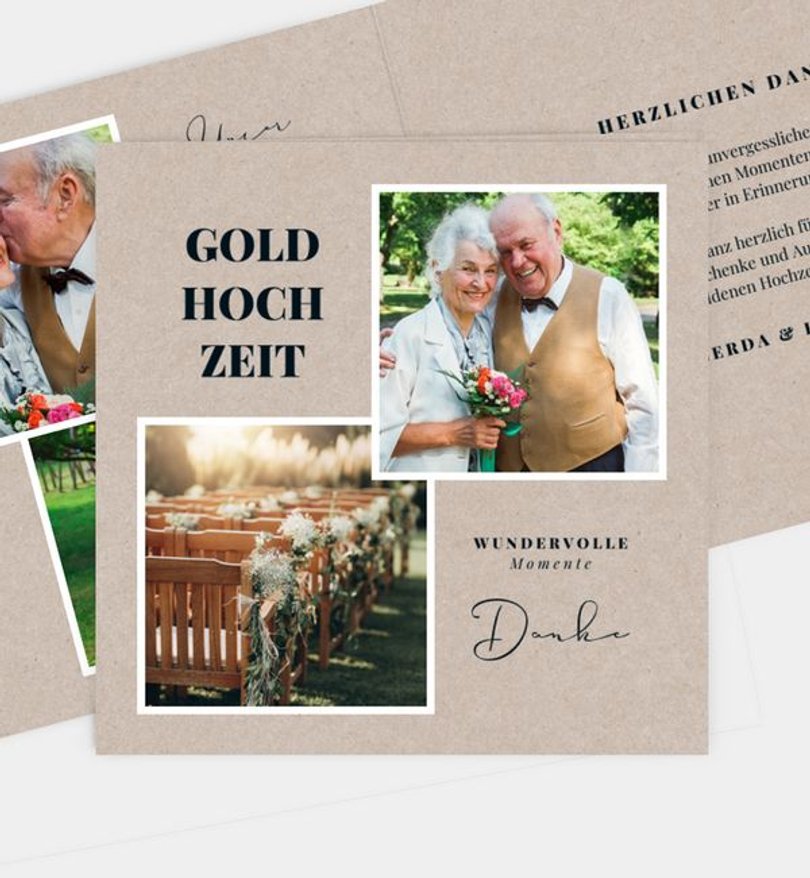 Dankeskarte Goldene-Hochzeit Memory · Vintage