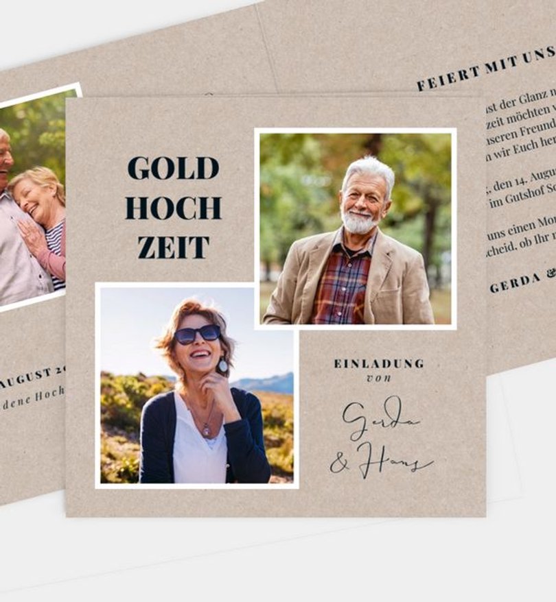 Einladungskarte Goldene-Hochzeit Memory · Vintage