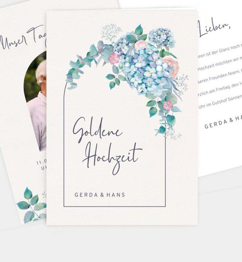 Einladungskarte Goldene-Hochzeit Helles Bouquet · Vintage