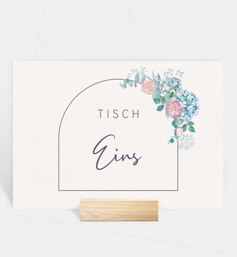 Tischnummer Silberhochzeit Helles Bouquet · Vintage