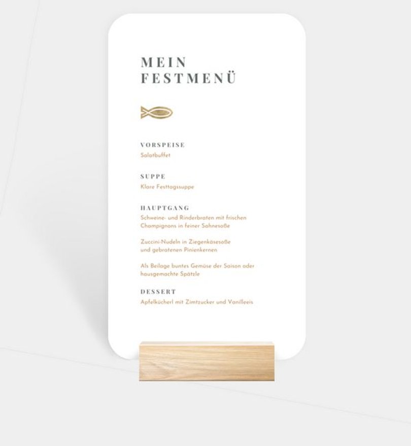 Menükarte Firmung Goldener Tag
