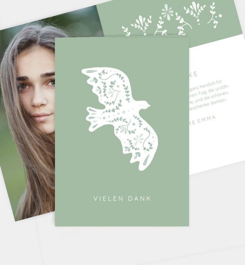 Dankeskarte Konfirmation Bird
