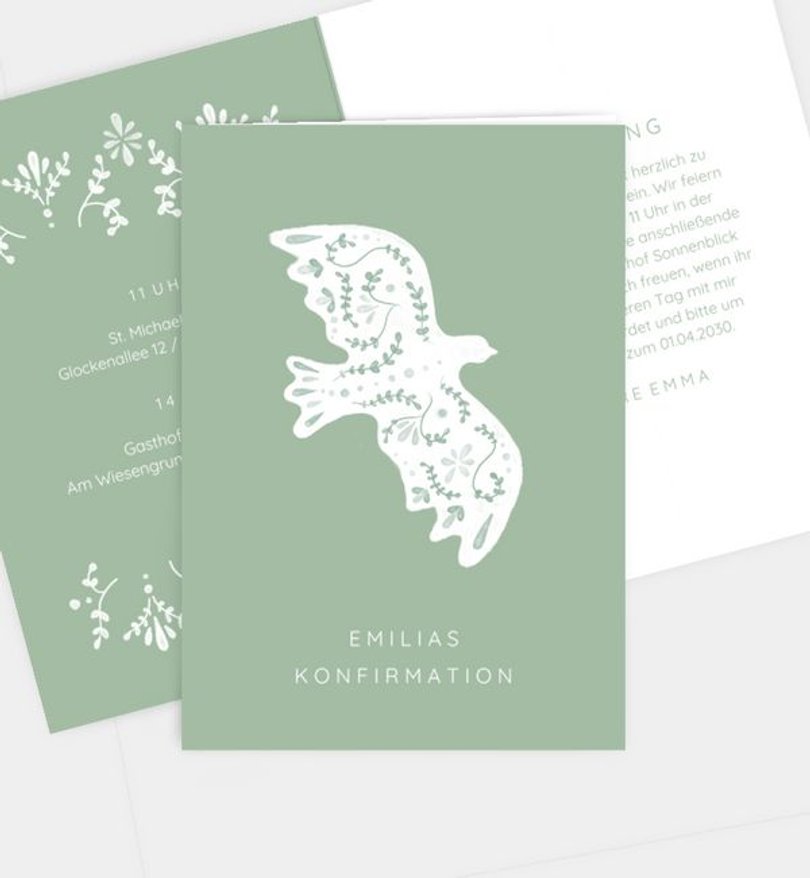 Einladungskarte Konfirmation Bird