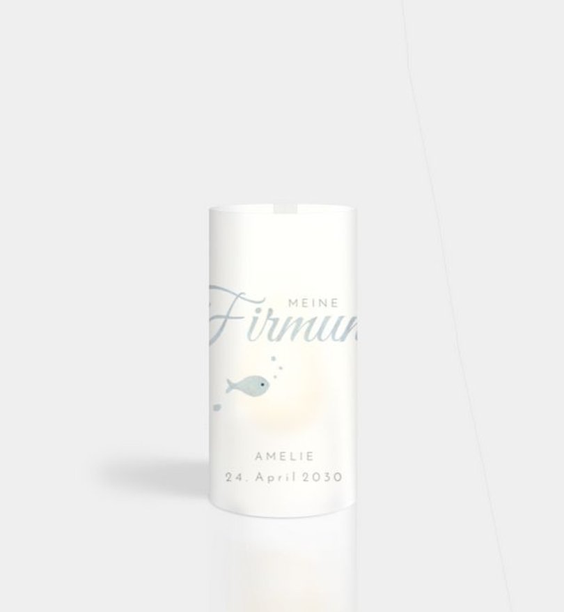 Windlichtkarte Firmung Fischfamilie