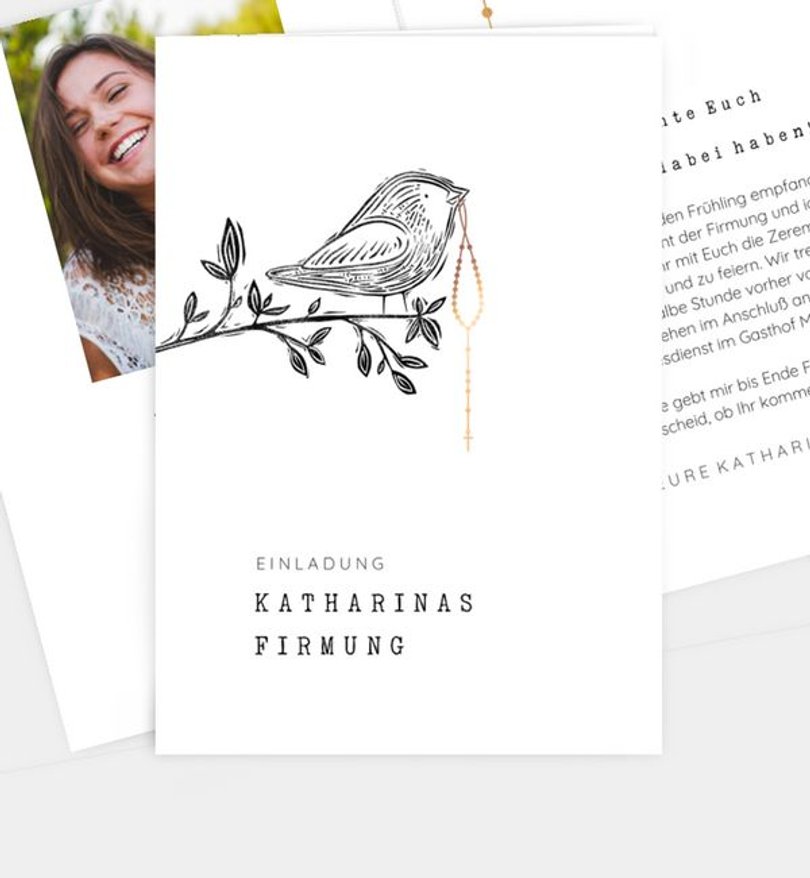 Einladungskarte Firmung Little Bird