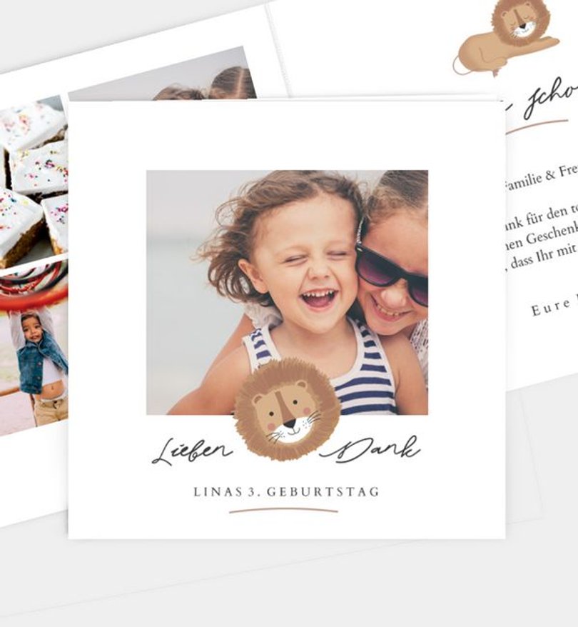 Dankeskarte Kindergeburtstag Wilder Löwe