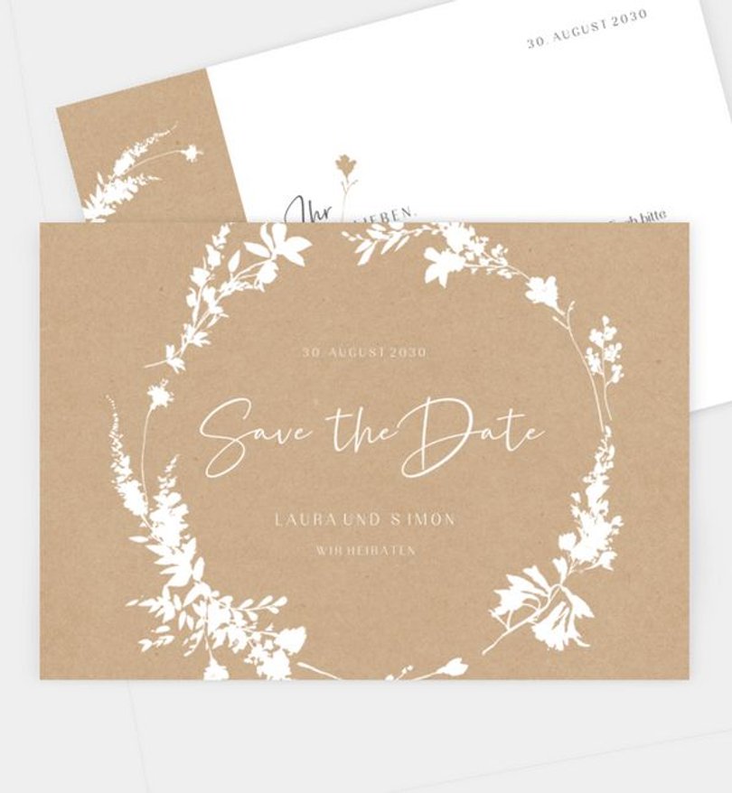 Save-The-Date Karte Hochzeit Sommerkranz