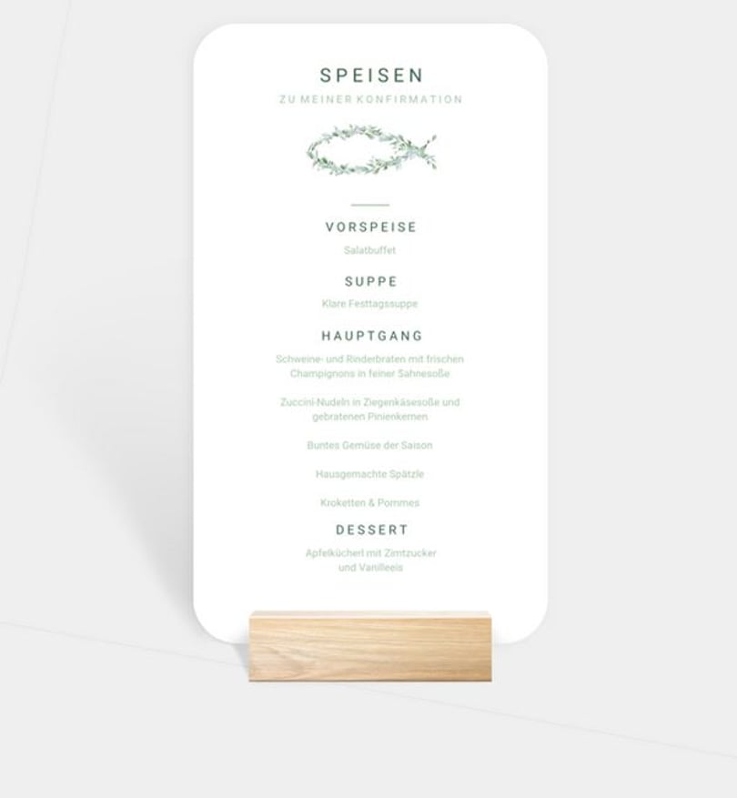 Menükarte Konfirmation Sagenhafter Fisch