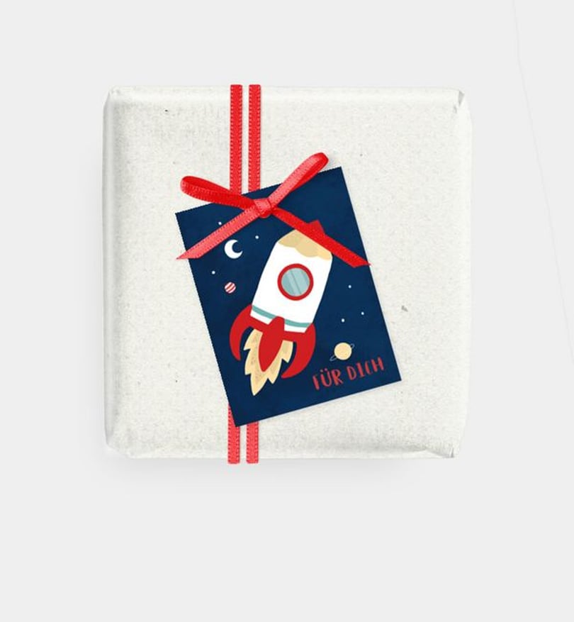 Geschenkanhänger Kindergeburtstag Rakete