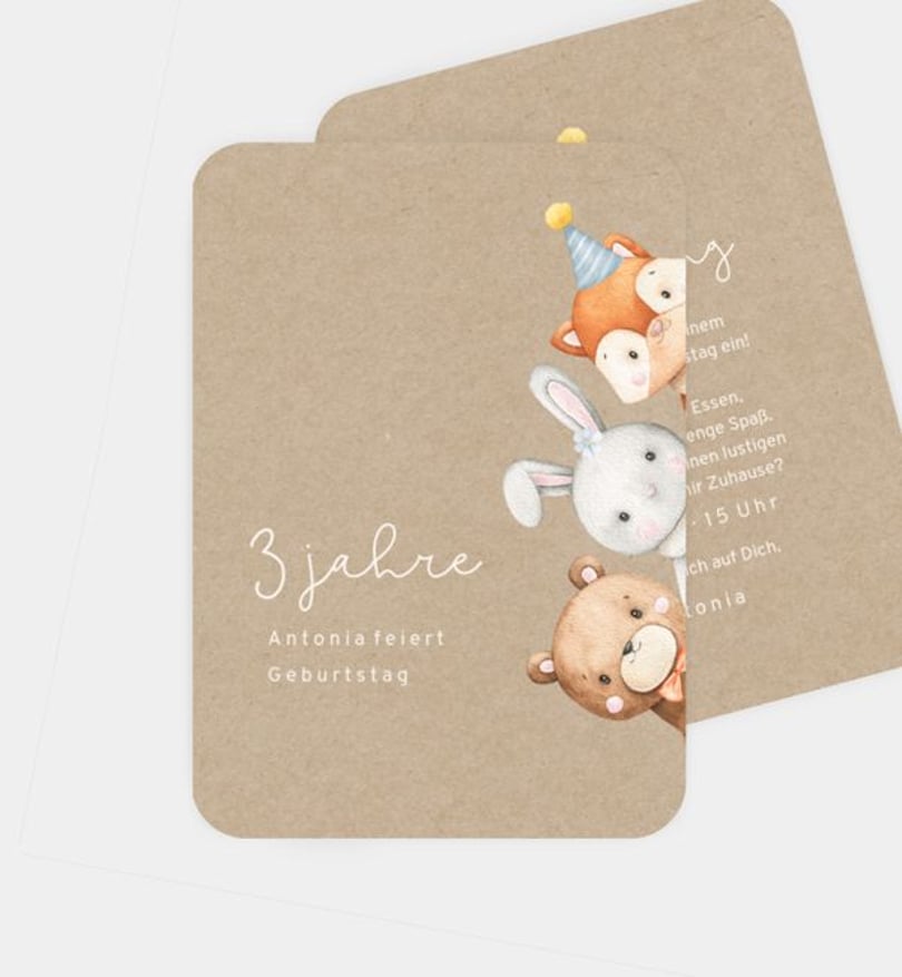 Einladungskarte Kindergeburtstag Woodland