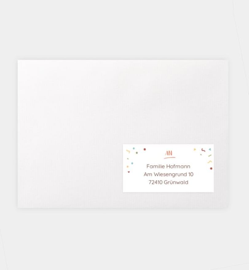 Empfängeraufkleber Kindergeburtstag Confetti Cat