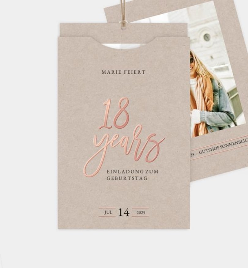 Einladungskarte Geburtstag Rosegold-Crafty