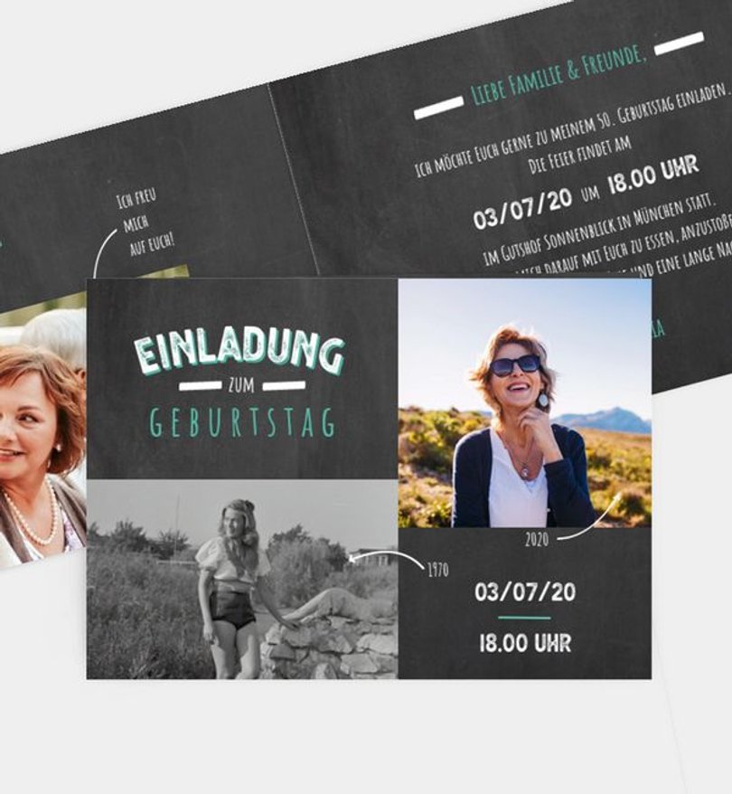 Einladungskarte Geburtstag Bildertafel
